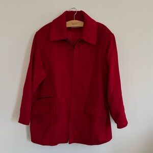Chic Wool Wine Red Pea Coat Jacket Women Size 14